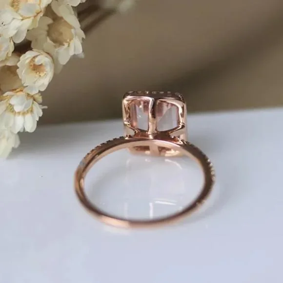 NEW 18K Rose Gold Square Halo Ring - Picture 4 of 6